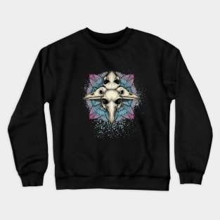 Gothic Bird Skull Feather Mandala Crewneck Sweatshirt